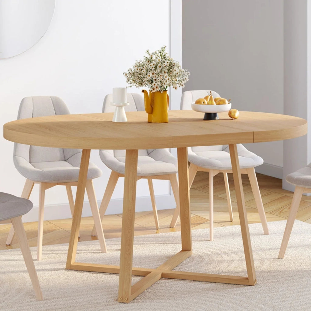 IDMarket - SELMA tavolo da pranzo rotondo allungabile 4-8 persone effetto legno faggio 110-150 cm
