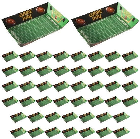 Scatole per Popcorn con Tema Calcio - Tavoli per Snack con Scatole - Piatti di Carta da Impostare - Motivi Calcio/Rugby - Accessori per Feste di Compleanno - Accessori per Feste