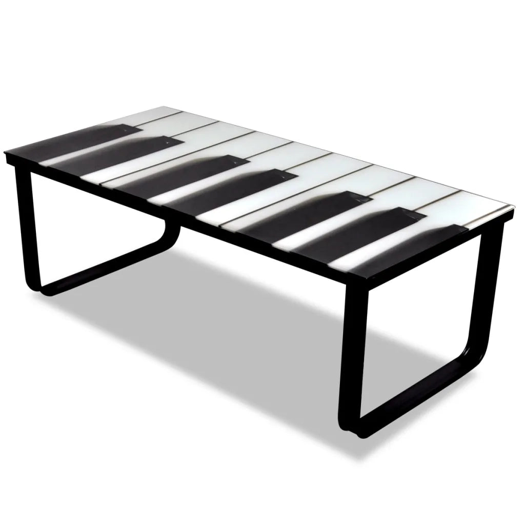 Tavolino da Salotto con Piano in Vetro con Stampa Pianoforte 241174