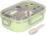 Lunchbox a doppio contenitore e utensili, acciaio inossidabile, ermetico, per ufficio, lavoro, scuola, 21,5 x 15 x 6,5 cm (verde)