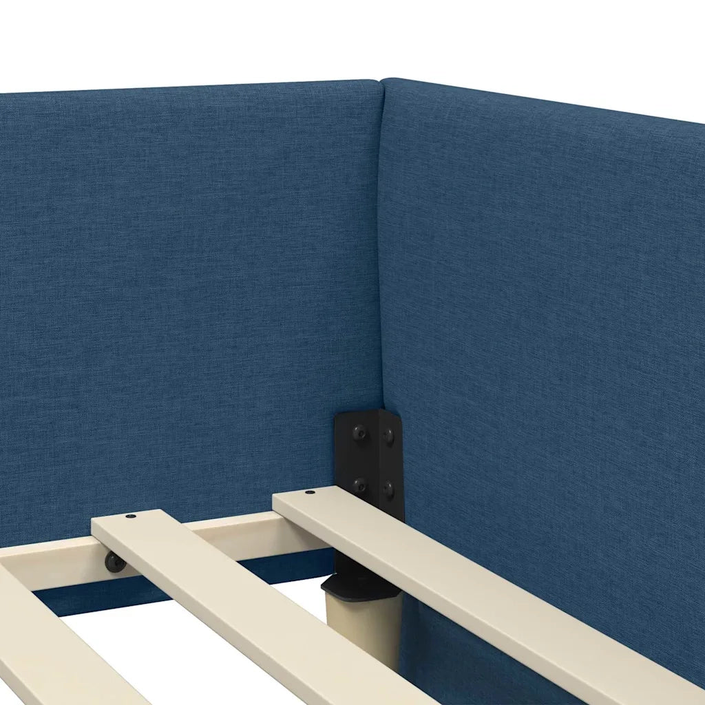 Letto singolo | Letto per adulti | Struttura Letto Angolare con Materasso 2 pcs Blu Tessuto