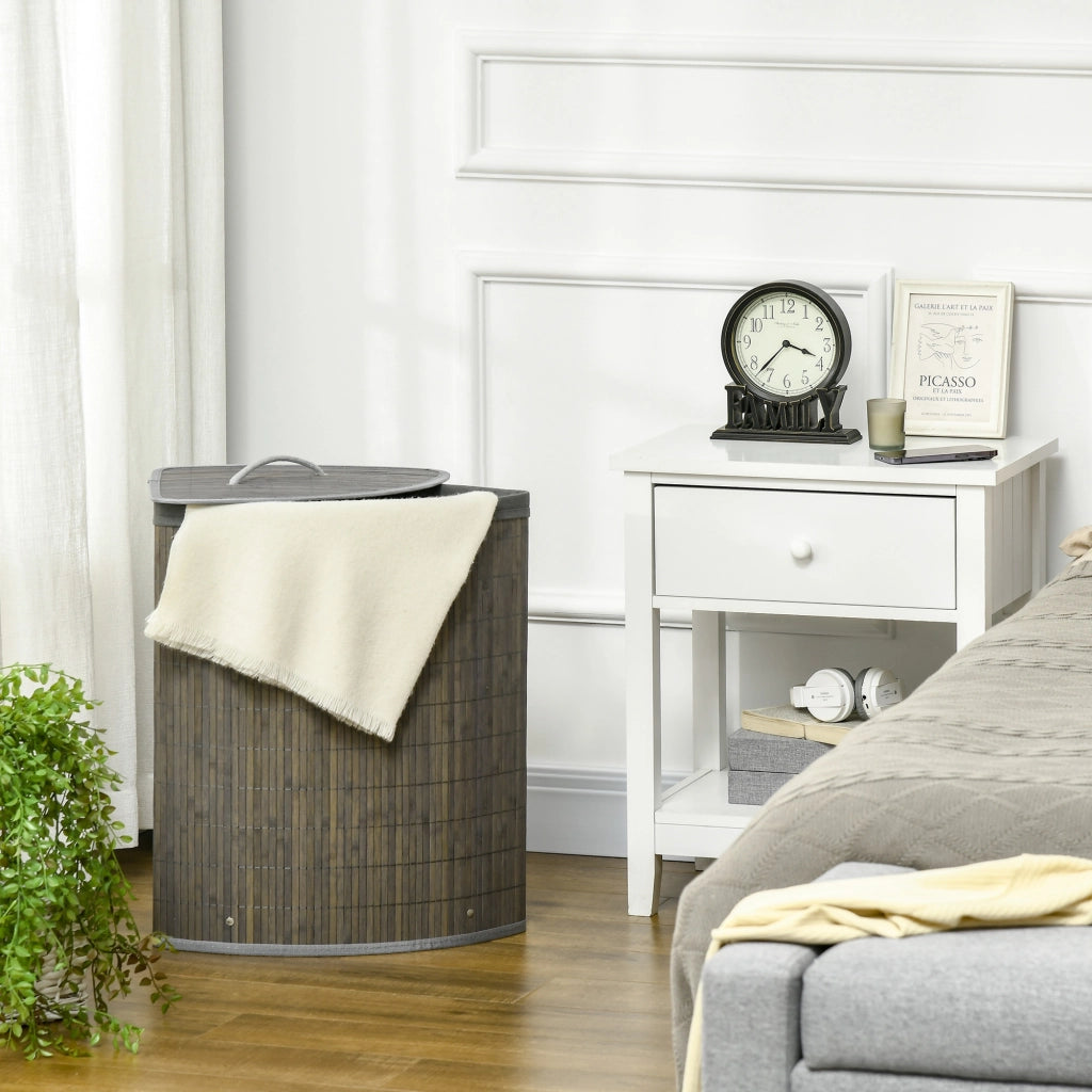 Cesto per Biancheria Sporca in Bamb¨´ 55L ¨C zephmum ¨C Grigio 38x38x57 cm