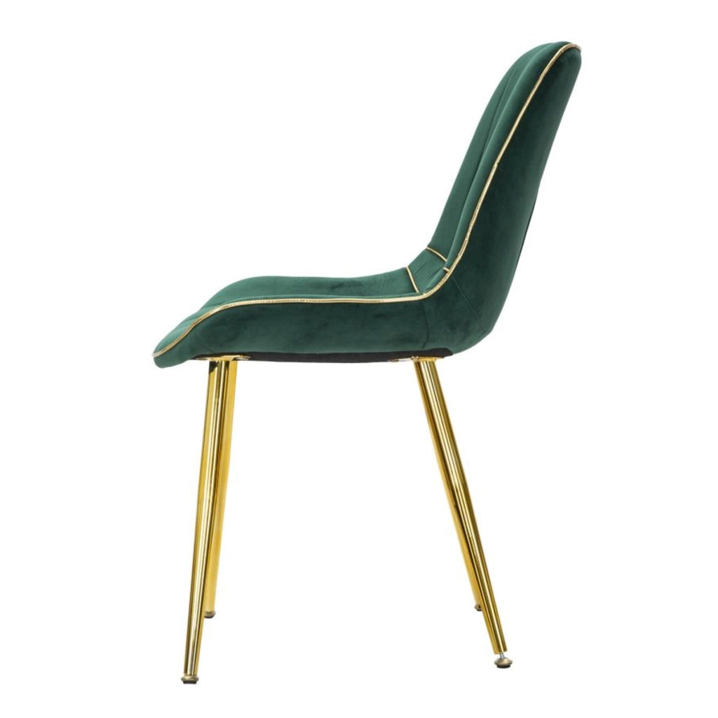 Sedia Paris verde e gold in tessuto con gambe dorate – set 2 pezzi