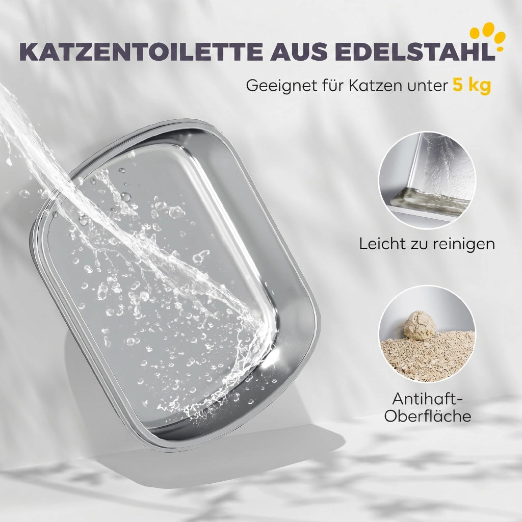 Casetta per gatti chiusa ¨C Minimal ¨C acciaio inox, grigio scuro