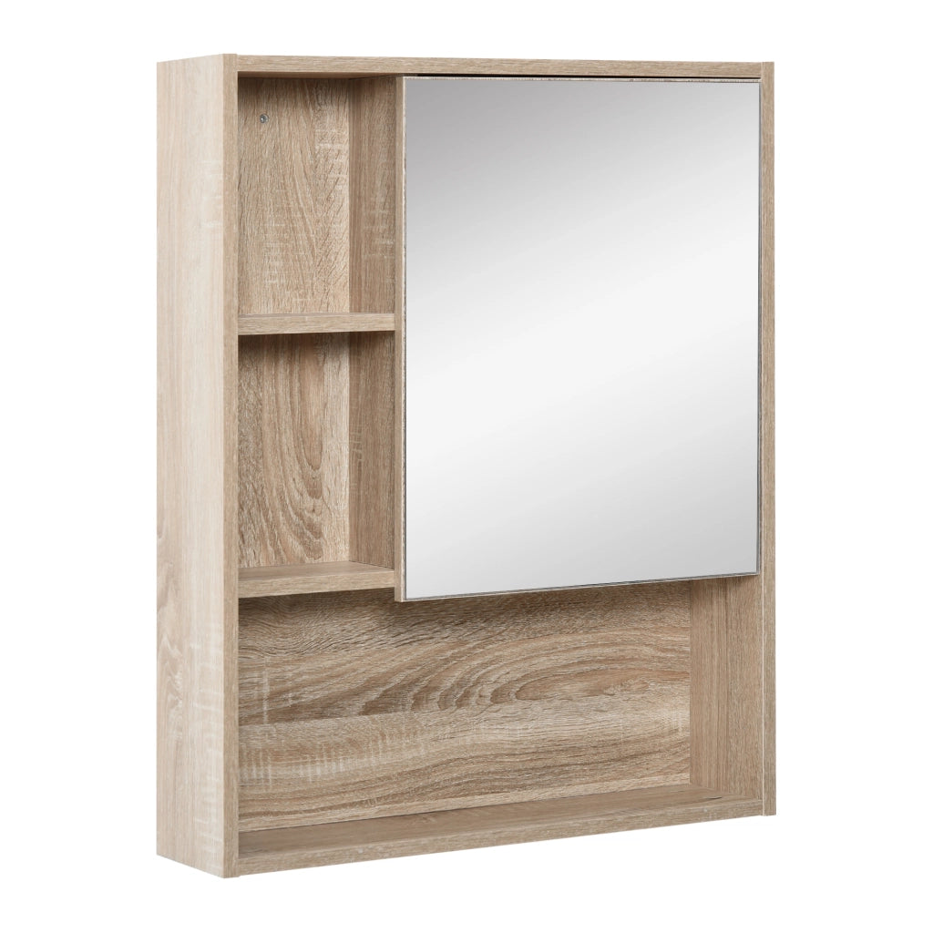 Armadio da Bagno con Specchio e Ripiani Regolabili ¨C Minimal ¨C Rovere 60x15x76