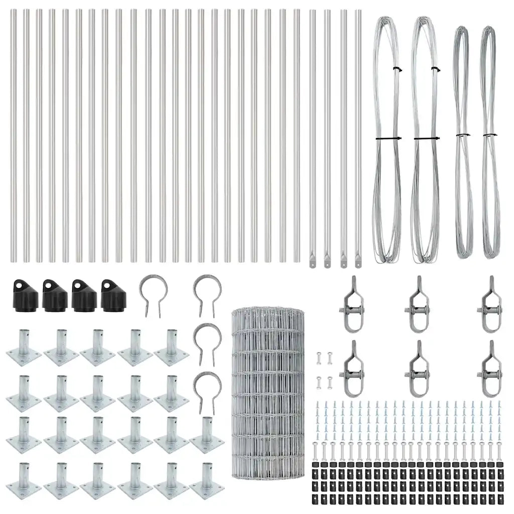 Recinzione da Giardino | Recinzione con Posto Argento 0,6 x 50 m Acciaio