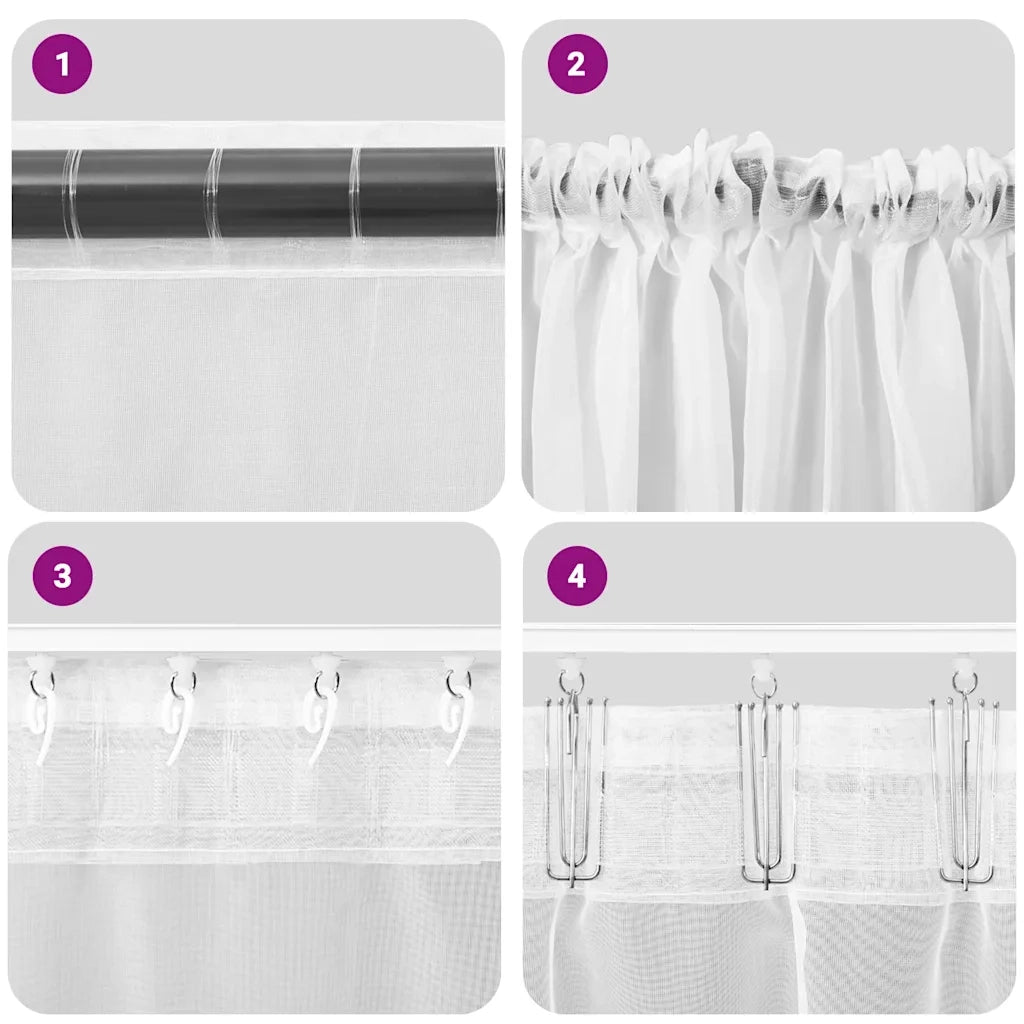 Tende in Voile con Tasche per Aste 2 pz Bianco 4102245
