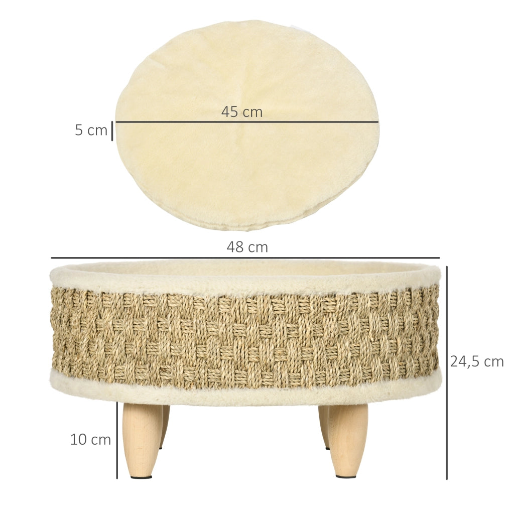 Letto per Cani con Cuscino Lavabile e Telaio in Legno ¨C Zephmum ¨C ?48x24,5 cm Beige