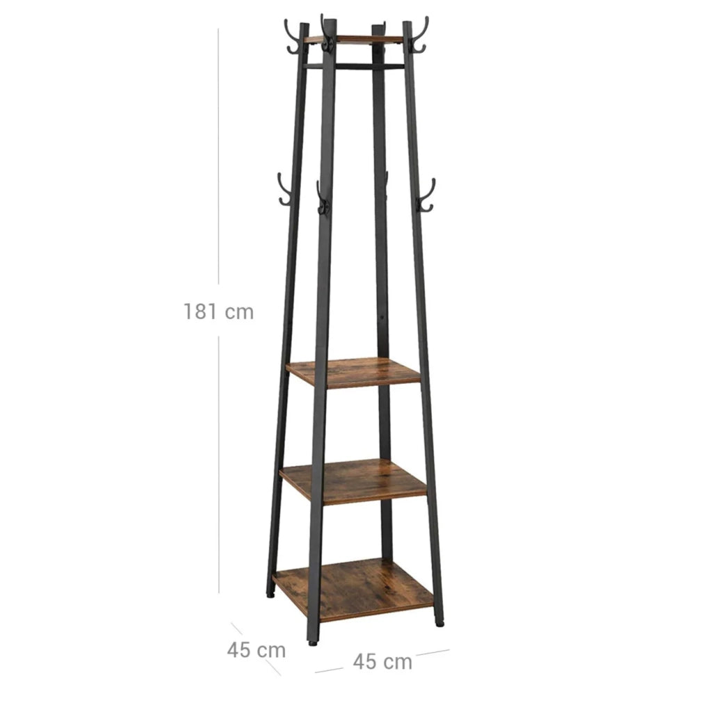 Appendiabiti con tre ripiani 43 x 43 x 180 cm marrone 12_0003799