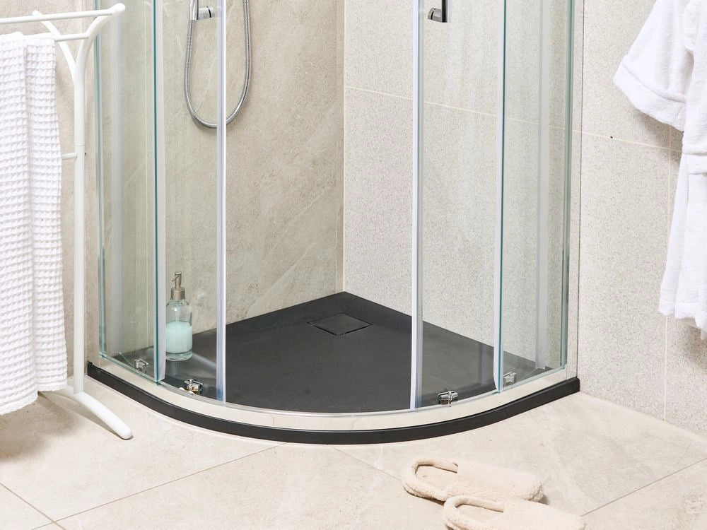 Piatto doccia con scarico nero SMC 80 x 80 x 3 cm effetto pietra naturale minimalista