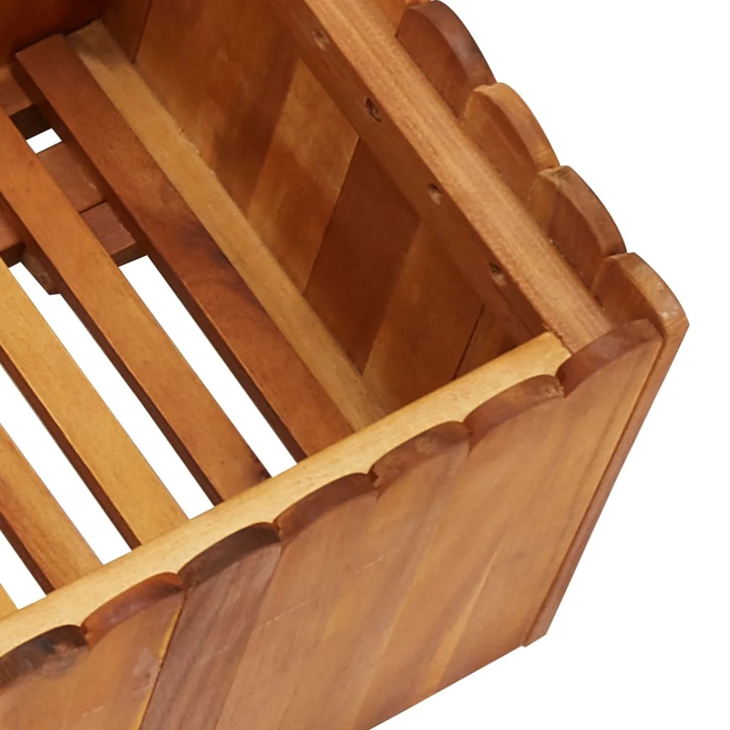 Fioriera rialzata per piante e fiori giardino 100 x 30 x 25 cm legno massello di acacia 02_0000974