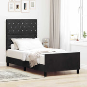 Letto a molle con testiera Nero 100 x 200 cm Velluto