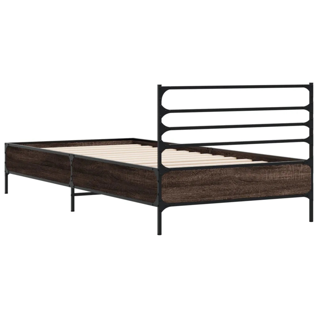 Giroletto-Struttura Letto Rovere Marrone 75x190 cm Legno Multistrato e Metallo 918972