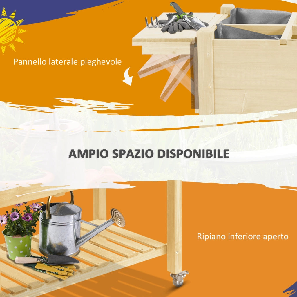Fioriera da Esterno a 8 Sezioni 123x54x87 cm con Ripiano Laterale e Mensola in Legno di Abete Legno