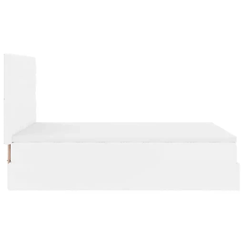 Struttura Letto Pouf con Materasso Bianco 140x190 cm Similpelle 3313002