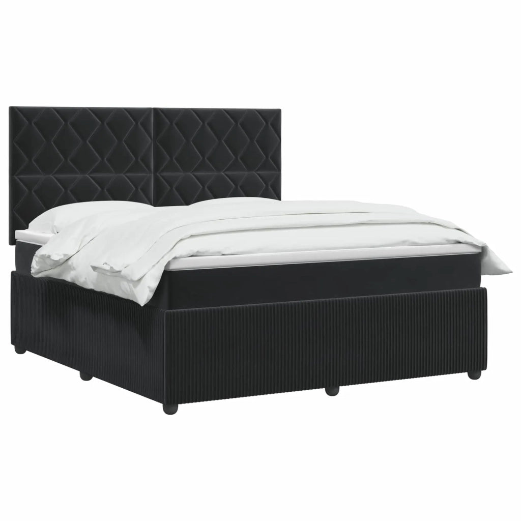 Letto box spring con materasso Nero 140 x 200 cm Velluto 3454627