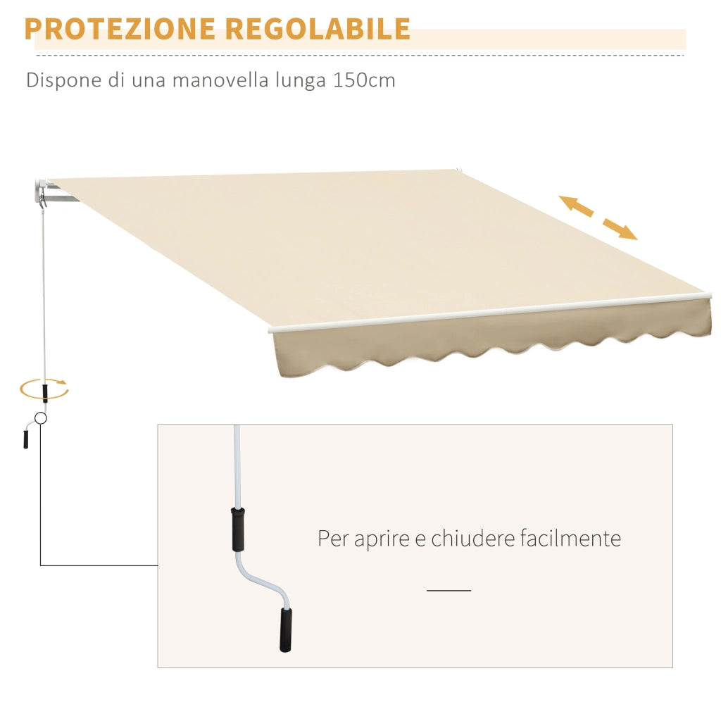 Tenda da Sole Avvolgibile ¨C zephmum ¨C Alluminio Poliestere Beige 3x2.5m