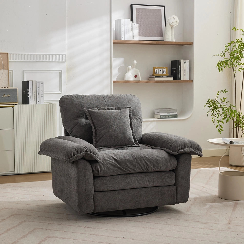 Poltrona girevole 360¡ã oversize in chenille - Xylo - Con cuscino di supporto per camera, soggiorno e cameretta