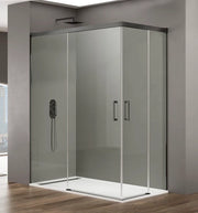 Box doccia angolare BASIC apertura al vertice 120x80 cm (115-120/75-80) titanio vetro trasparente