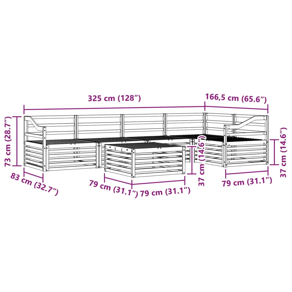 Set di divani da esterno 6 pcs Naturale 3373514