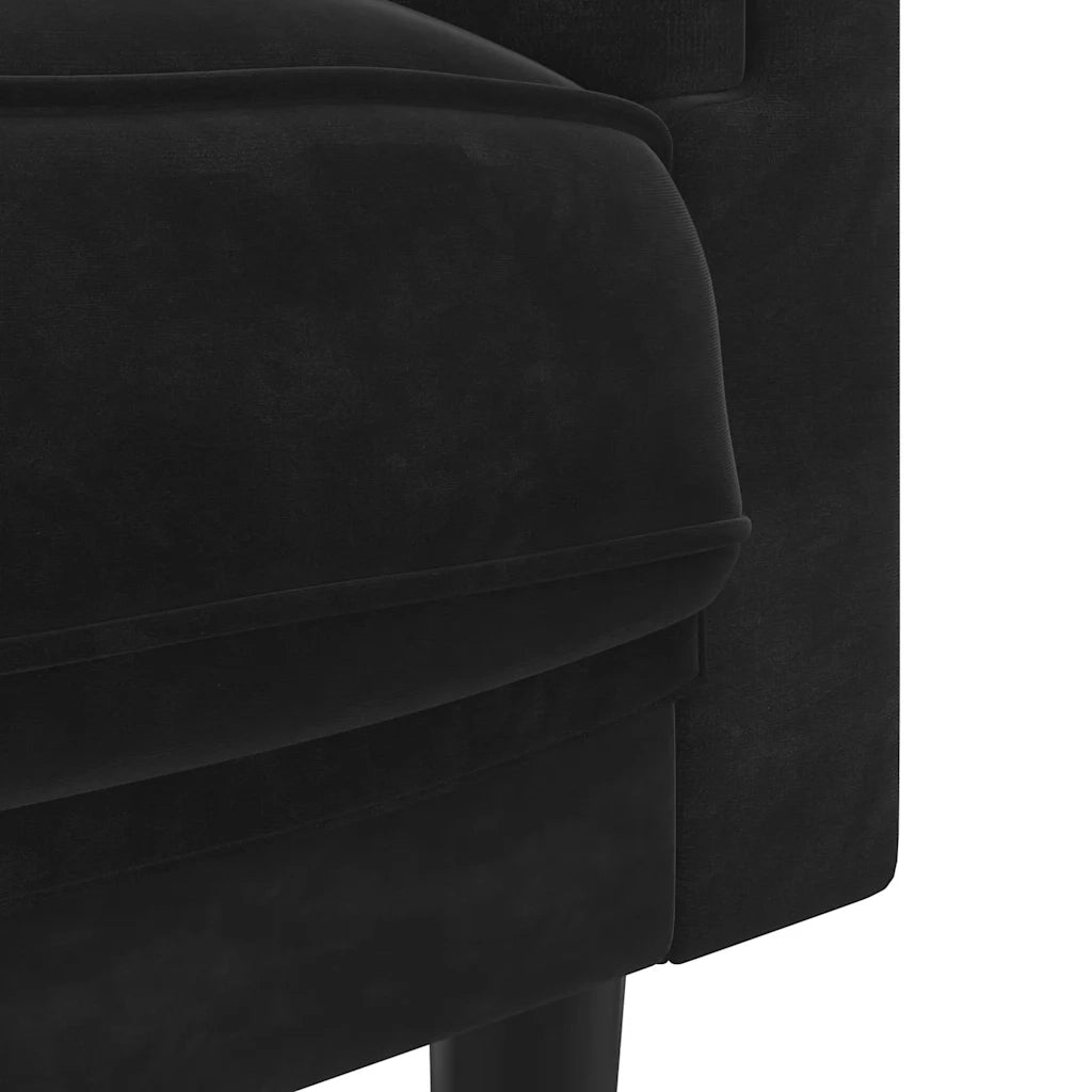 Divano a 3 Posti con Cuscini-Sofa 3 Posti con Cuscini Nero in Velluto