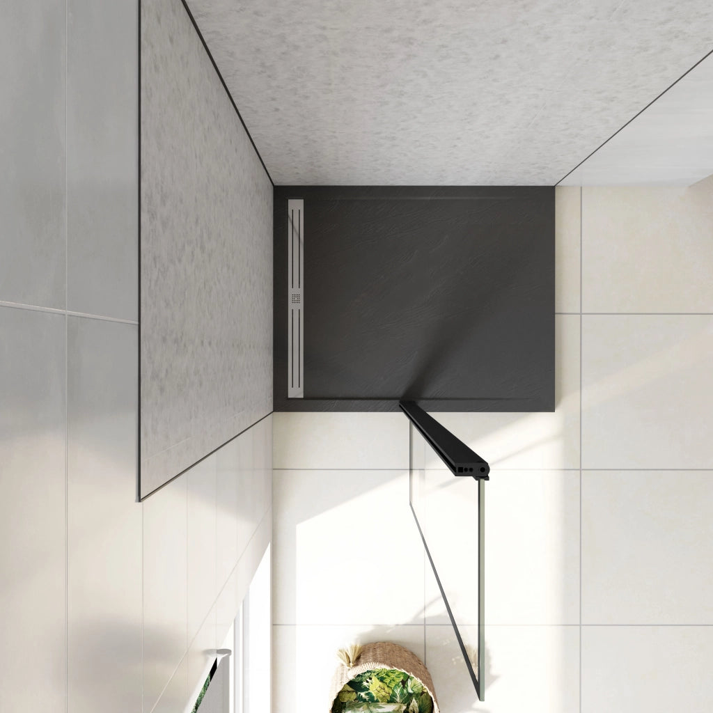 Paraspruzzo Paretina mobile 40x200cm per Walk In Vetro Temperato Trasparente da 6 mm Anticalcare Telaio Nero Opaco