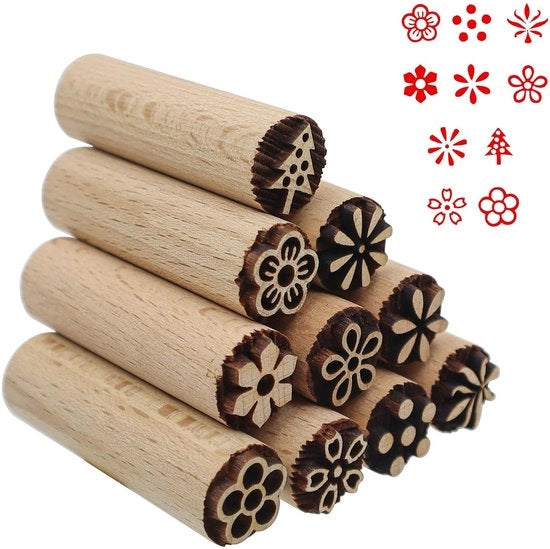 Connessione a 10 colonne timbro in legno 5 x 1,5 cm timbro per argilla e ceramica timbro per pentola naturale legno timbro a mano per fai da te stesso argilla biscotti scrapbooking ceramica