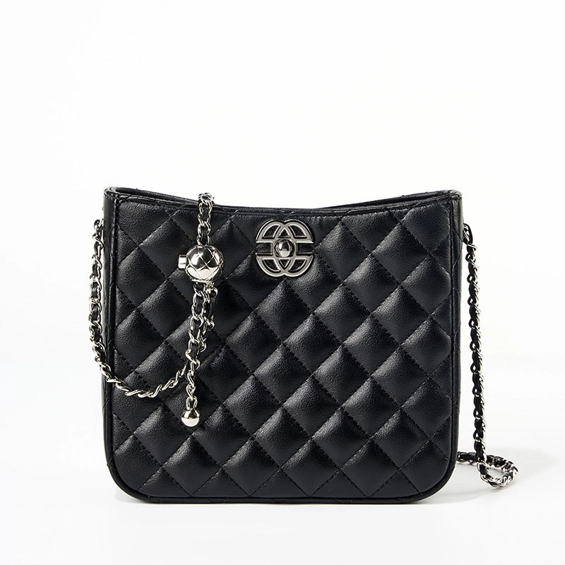 Borsa a tracolla da donna in vera pelle, modello hobo, borsa tote nera.