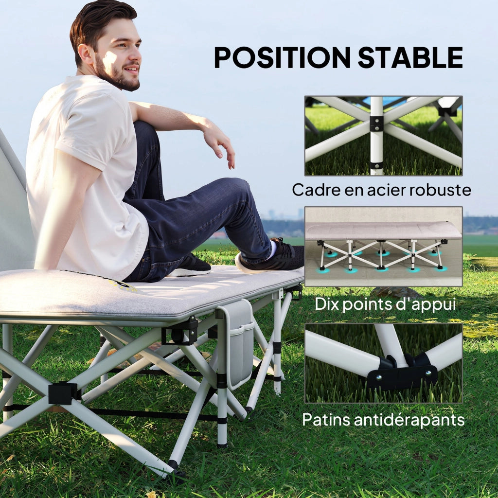 Letto da campeggio pieghevole con materasso ¨C Xylo ¨C Grigio 185x65x37 cm con sacca