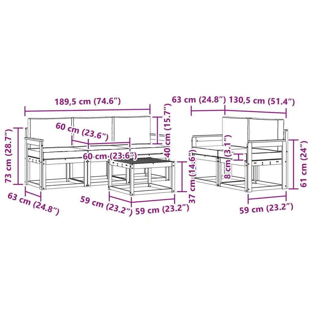 Set di divani da esterno 6 pcs 3387234