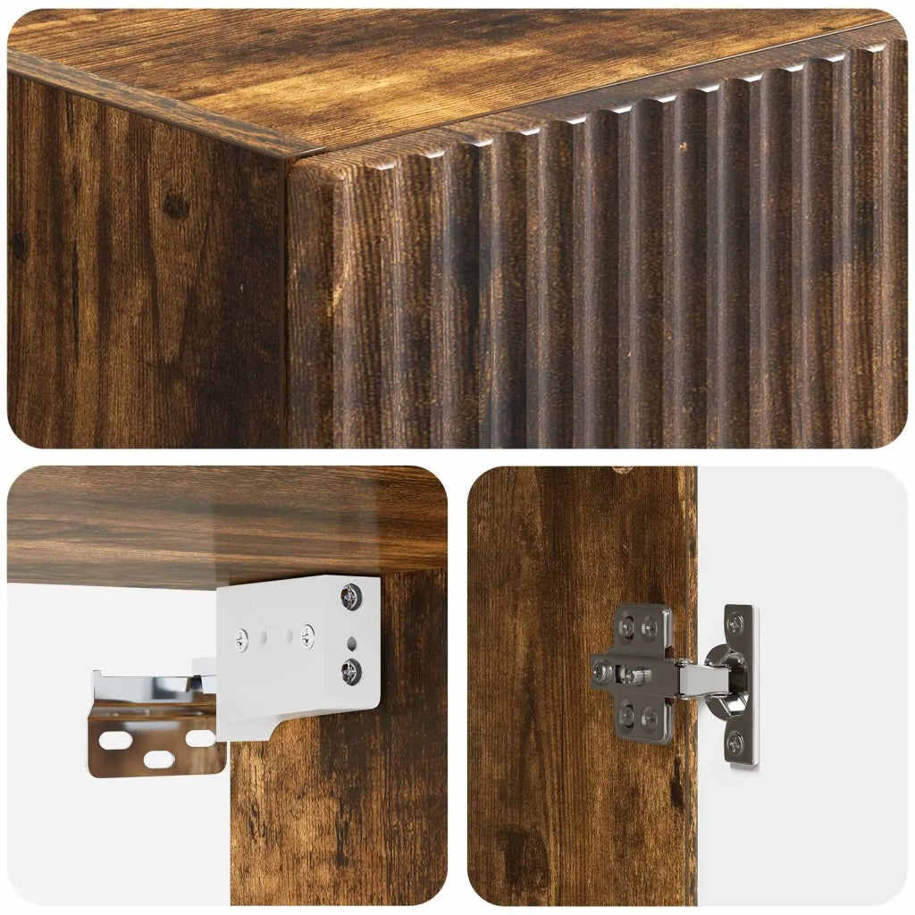 Armadietto a Muro | Mobiletto a muro Rovere Fumo 33 x 34,5 x 90 cm