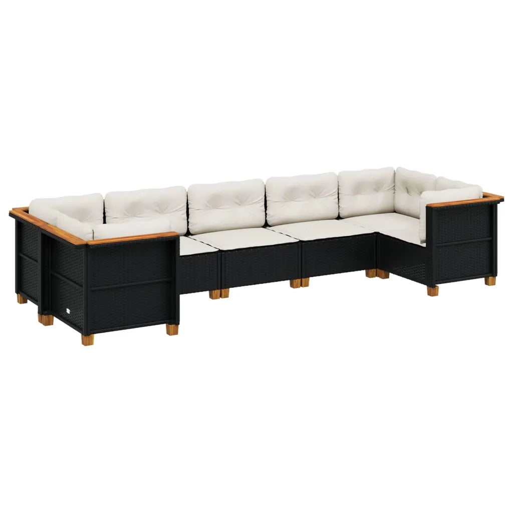 Set Divani da Giardino con Cuscini 7pz Nero Polyrattan 3261971
