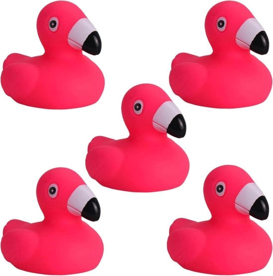 Set a 5 pezzi decorato a mano e senza lattice perfetto per feste, compleanni, Natale, compleanni dei bambini e altro - 6 cm alto (flamingo mini)