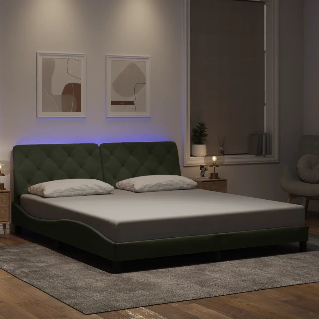 Giroletto con LED senza Materasso Grigio Chiaro 180x200 cm in Velluto 3213867