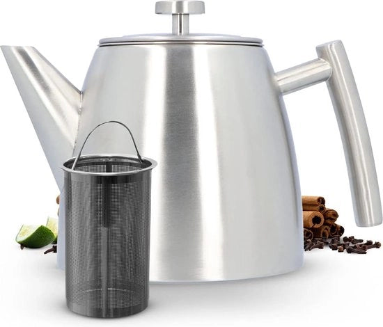 Teiera in Acciaio Inox 1L con Filtro e Coperchio Doppio 

Specifiche tecniche: 
- Materiale: Acciaio inox
- Capacità: 1L
- Doppio fondo per evitare il contatto con il fuoco
- Filtro integrato per la separazione delle polveri e dei residui