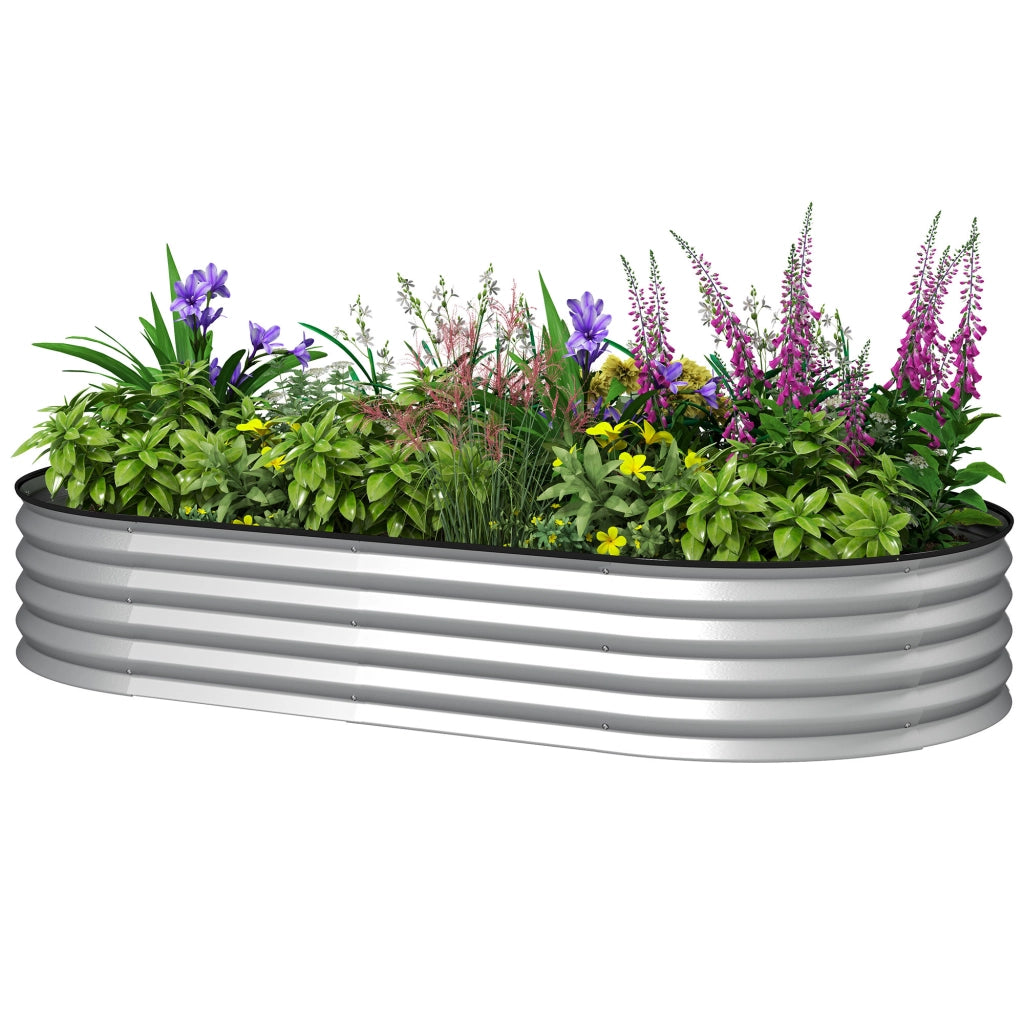 Fioriera Rialzata Giardino ¨C Xylo ¨C Acciaio Galvanizzato Argento 181x93x30cm