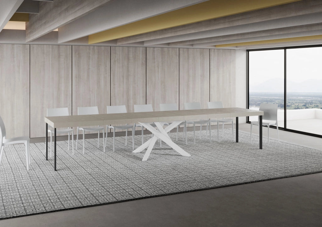 Tavolo Allungabile 160-420x90x77 cm Volantis Premium Cashmere Telaio Bianco