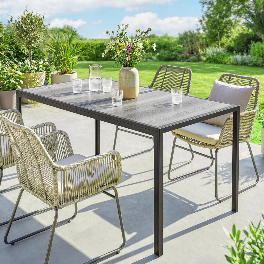 Tavolo da pranzo esterno effetto legno per 6 persone ¨C Xylo ¨C grigio 150x80x74 cm