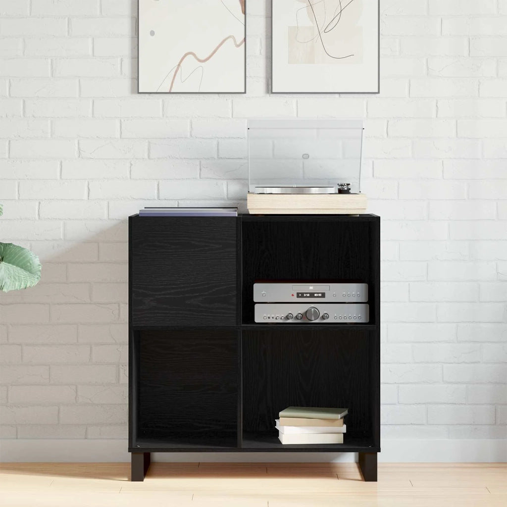 Mobile porta vinili con lo scaffale Rovere Nero 85 x 38 x 89 cm 862916