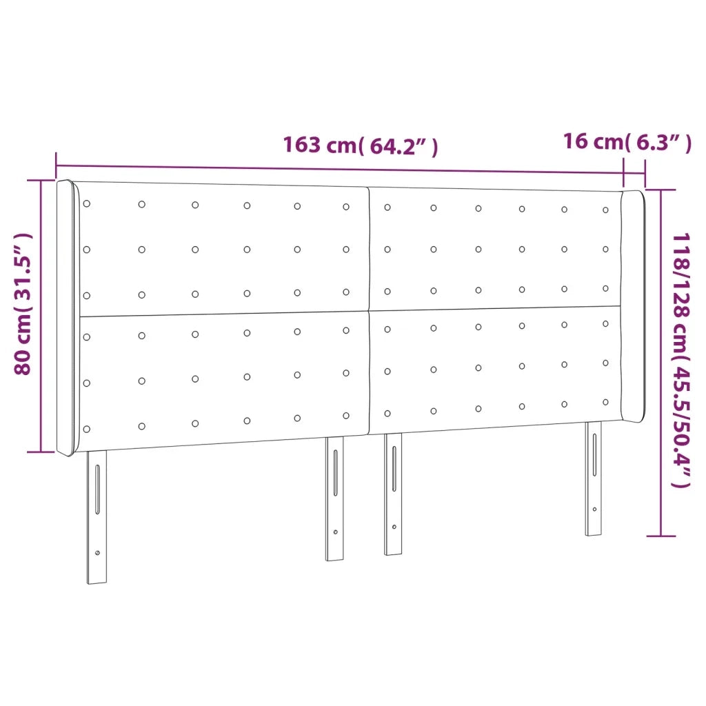 Testiera a LED Crema 163x16x118/128 cm in Tessuto