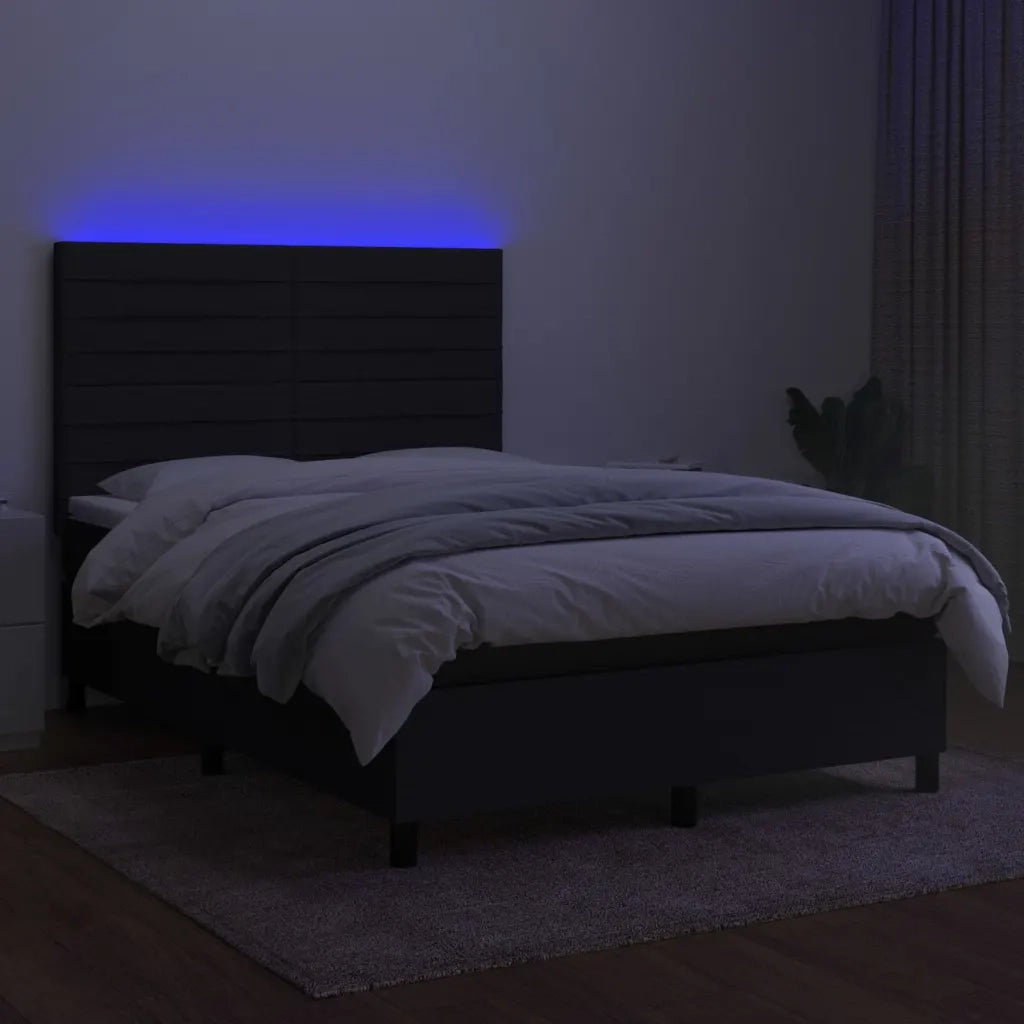 Letto a Molle con Materasso e LED Nero 140x200 cm in Tessuto 3134959