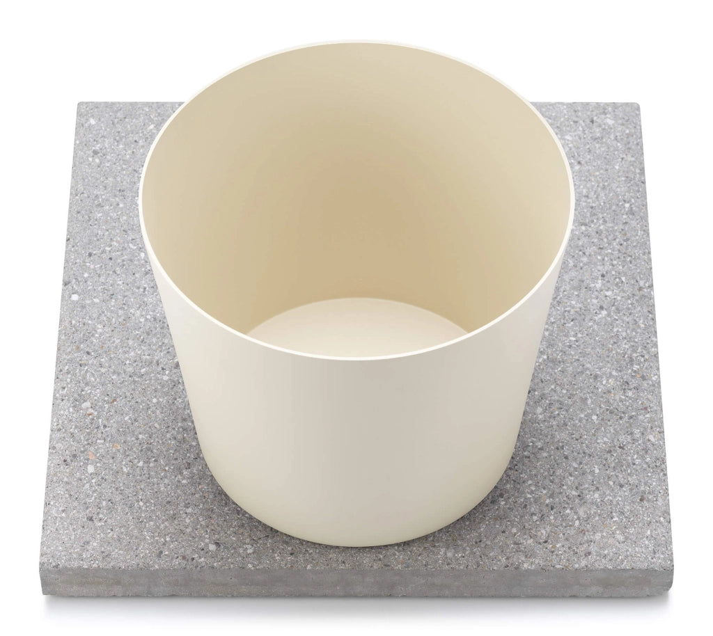 Base con Vaschetta per Fontane con Ghiera Grande 40x40x5 cm in Cemento Belfer 42/BSE/3 Avorio