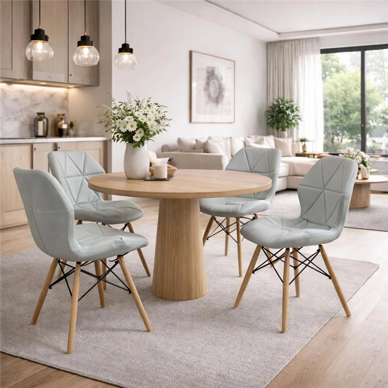 SET 6 SEDIE ANNAPOLIS MODERNA IN ECOPELLE GRIGIA E LEGNO 41 X 49 X H71 CM