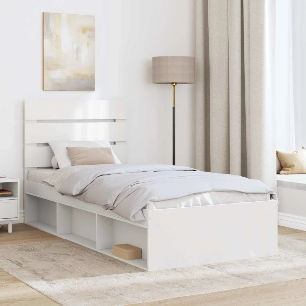 Letto singolo | Letto per adulti | Struttura del letto Bianco 100 x 200 cm Pino massello
