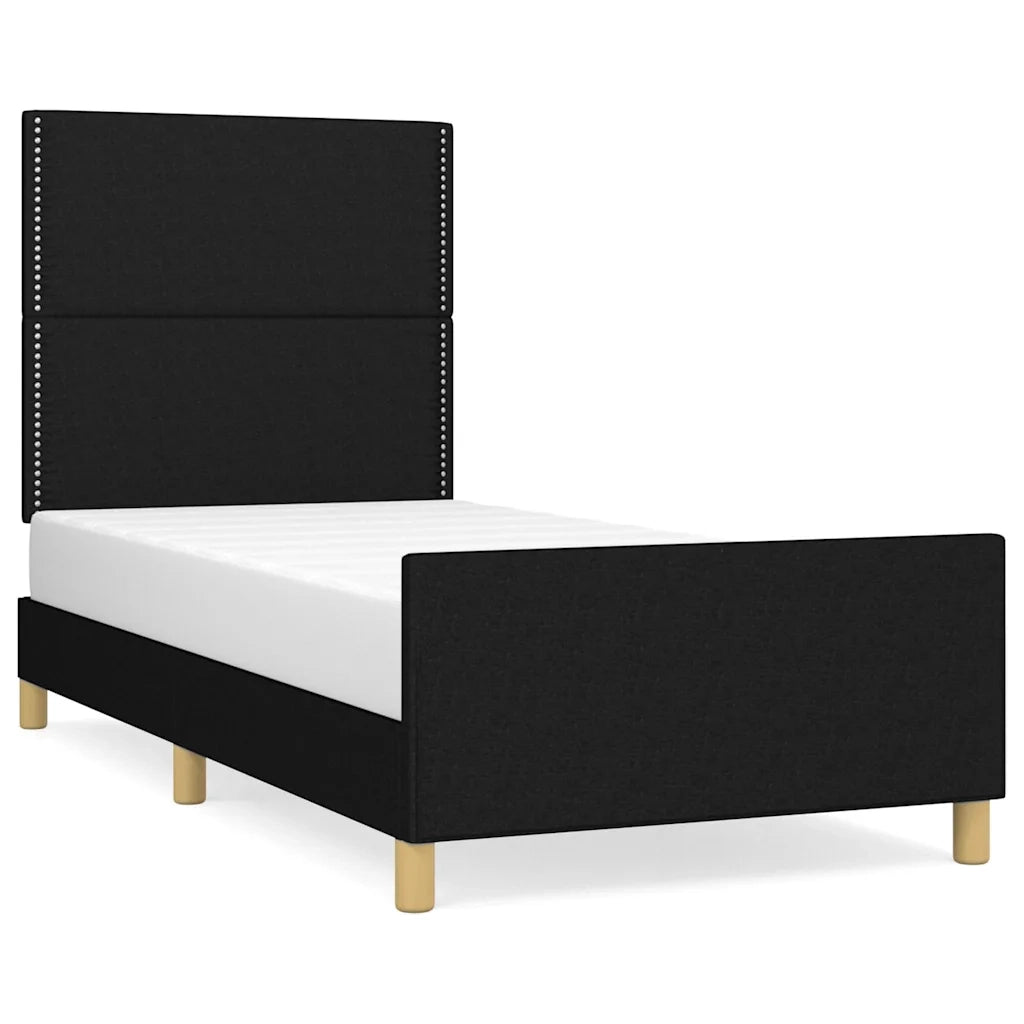 Letto singolo | Letto per adulti | Giroletto senza Materasso Nero 90x200 cm in Tessuto