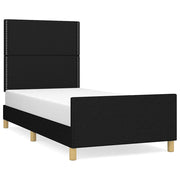Letto singolo | Letto per adulti | Giroletto senza Materasso Nero 90x200 cm in Tessuto