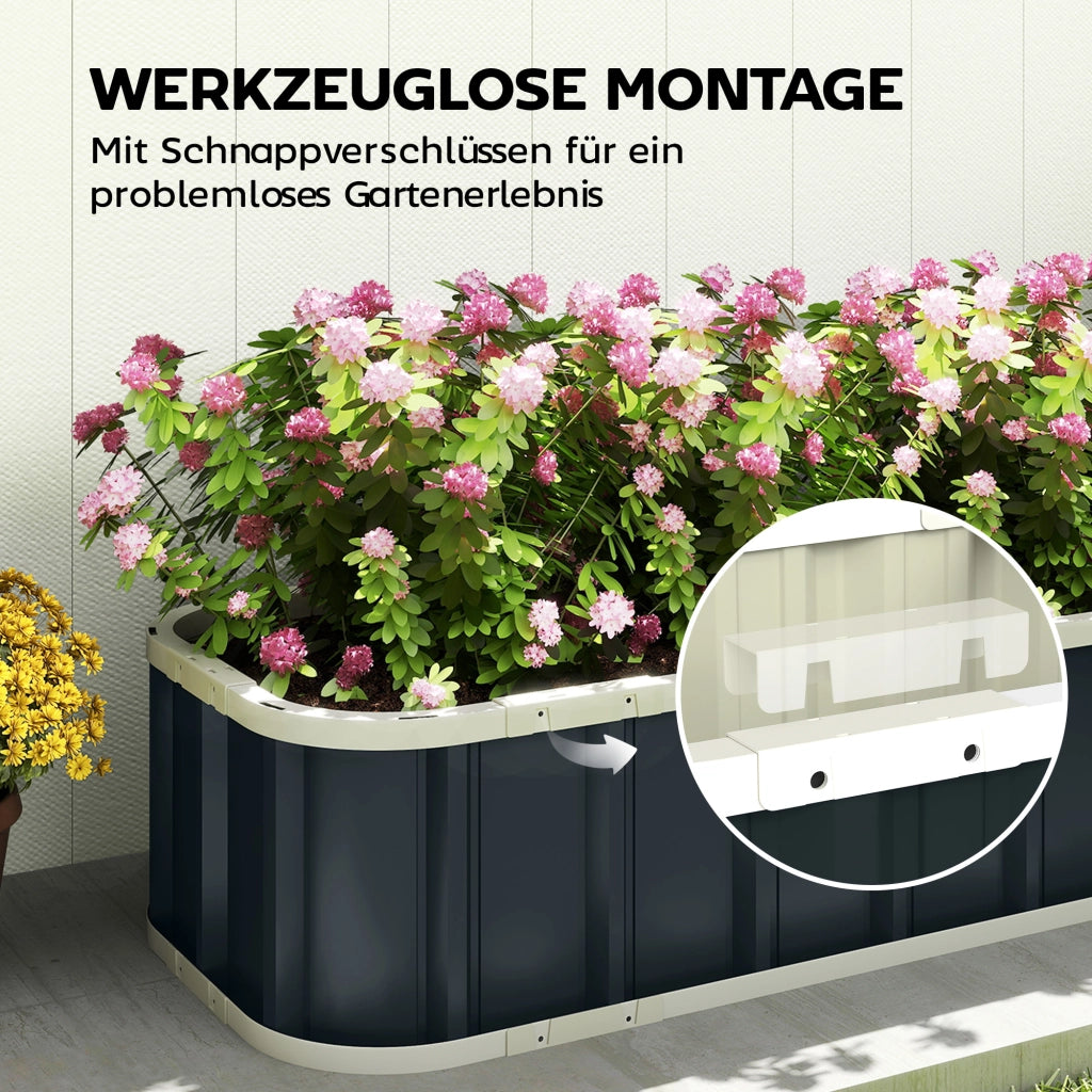Hochbeet in Acciaio ¨C zephmum ¨C Grigio Scuro 136x52x31 cm