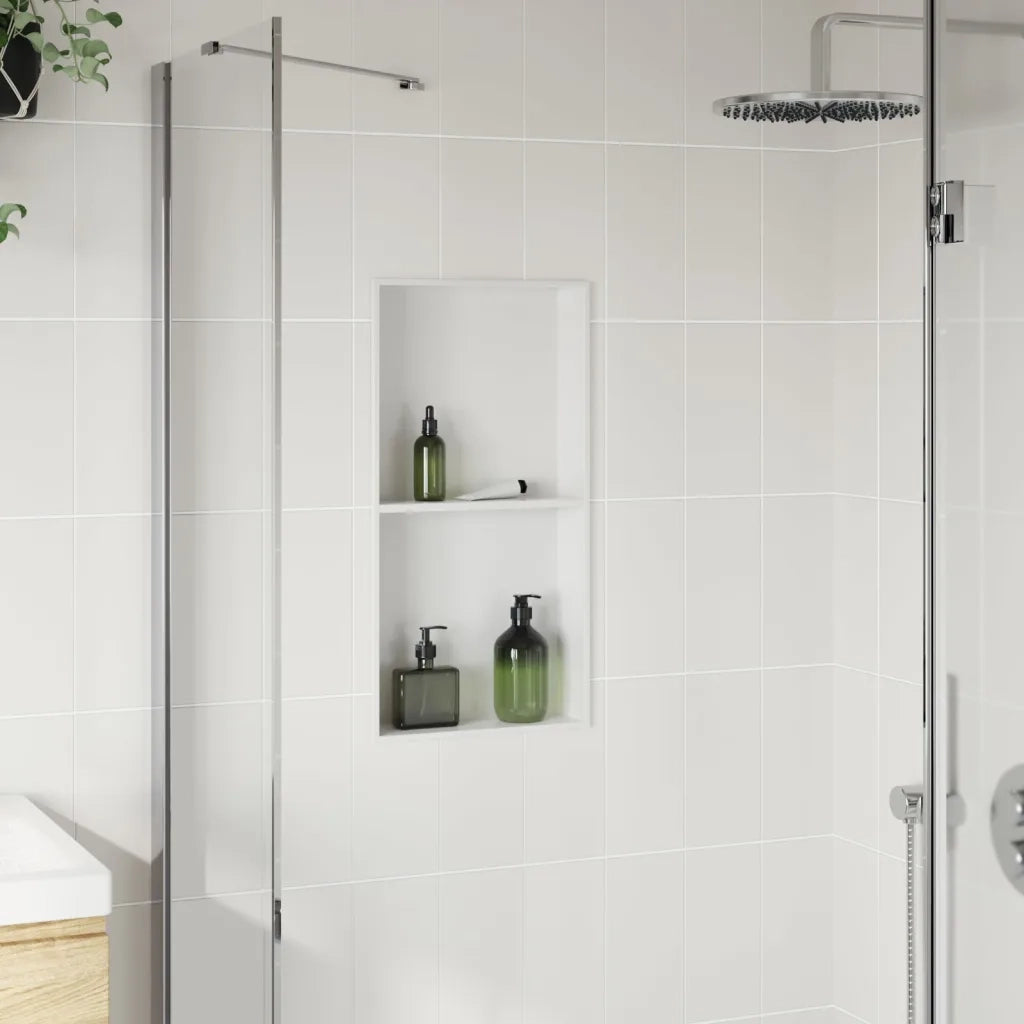 Nicchia per Doccia Bianco Opaco 32x62x9cm in Acciaio Inox