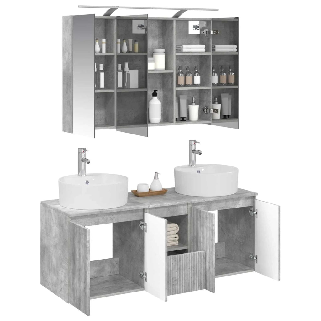 Set di Armadi da Bagno 4 pz Grigio Cemento Legno ingegnerizzato 3406458