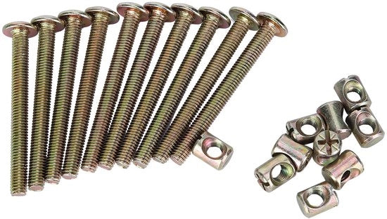 Set di viti a schena 10 pezzi - viti M6 - acciaio di carbonio - dadi di fissaggio - connettore di mobile - lunghezza 60 mm - viti a mobile